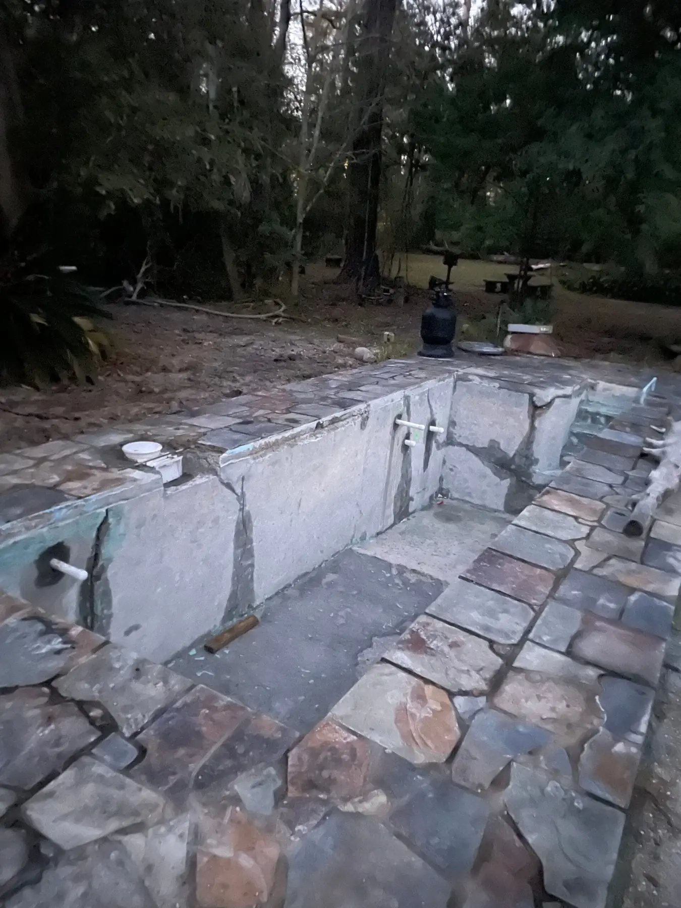 Before: existing pool drained with the old interior surface exposed