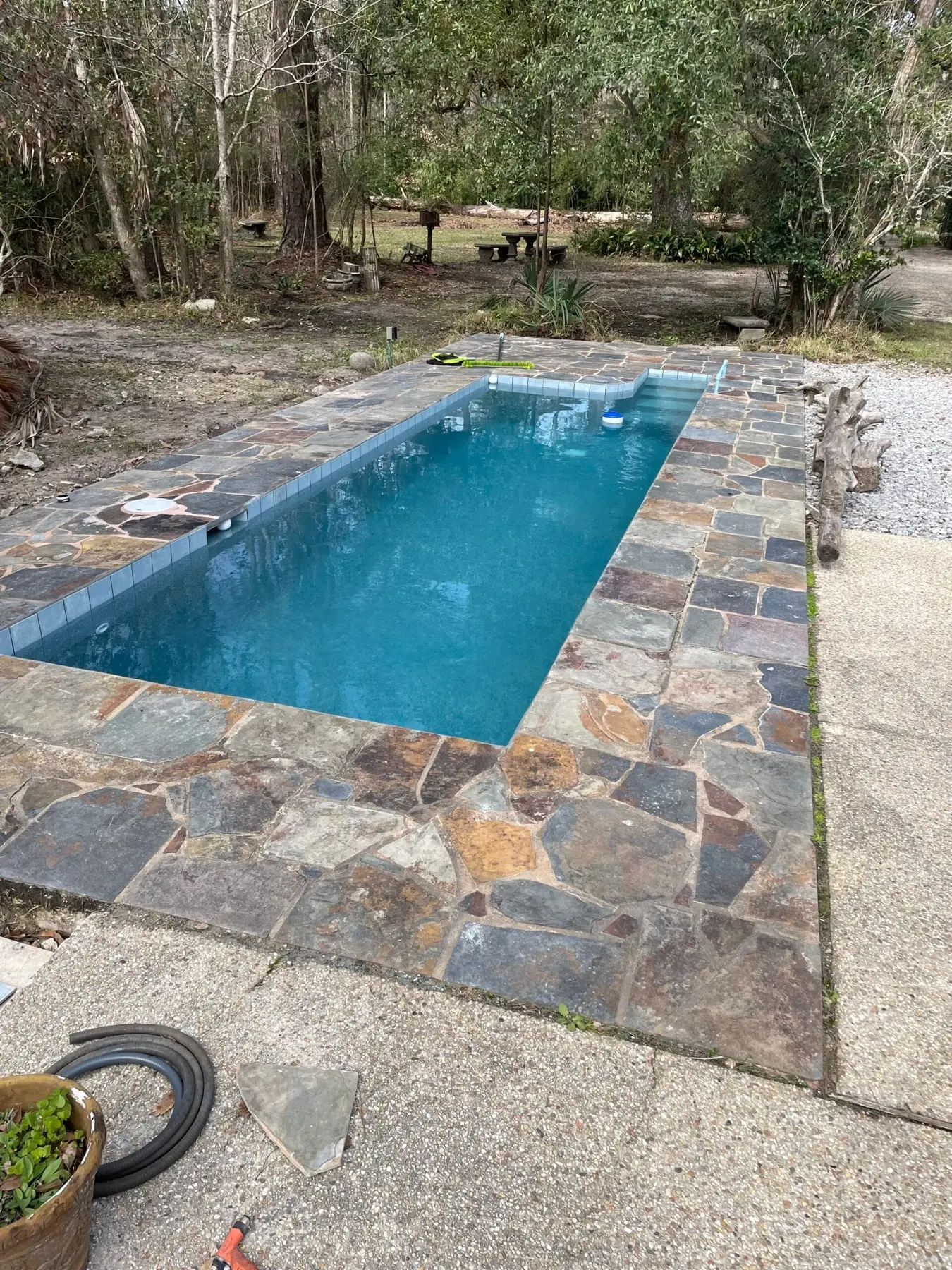 After: Clearwater pool renovation with a fresh blue interior finish